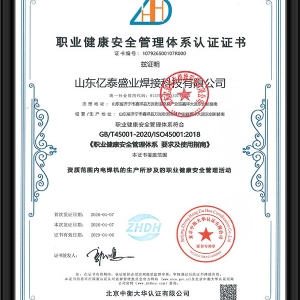职业健康安全管理体系认证